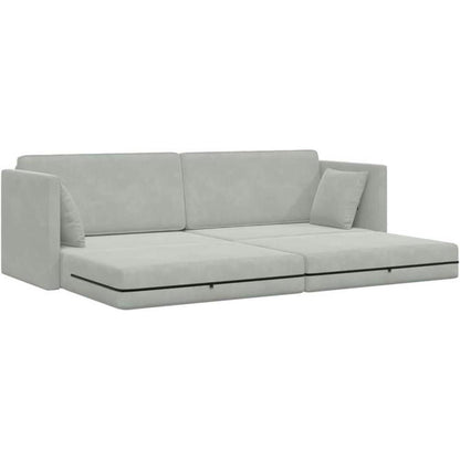Schlafsofa Bodensofa Hellgrau – Komfortables Wohnsofa mit Bettfunktion