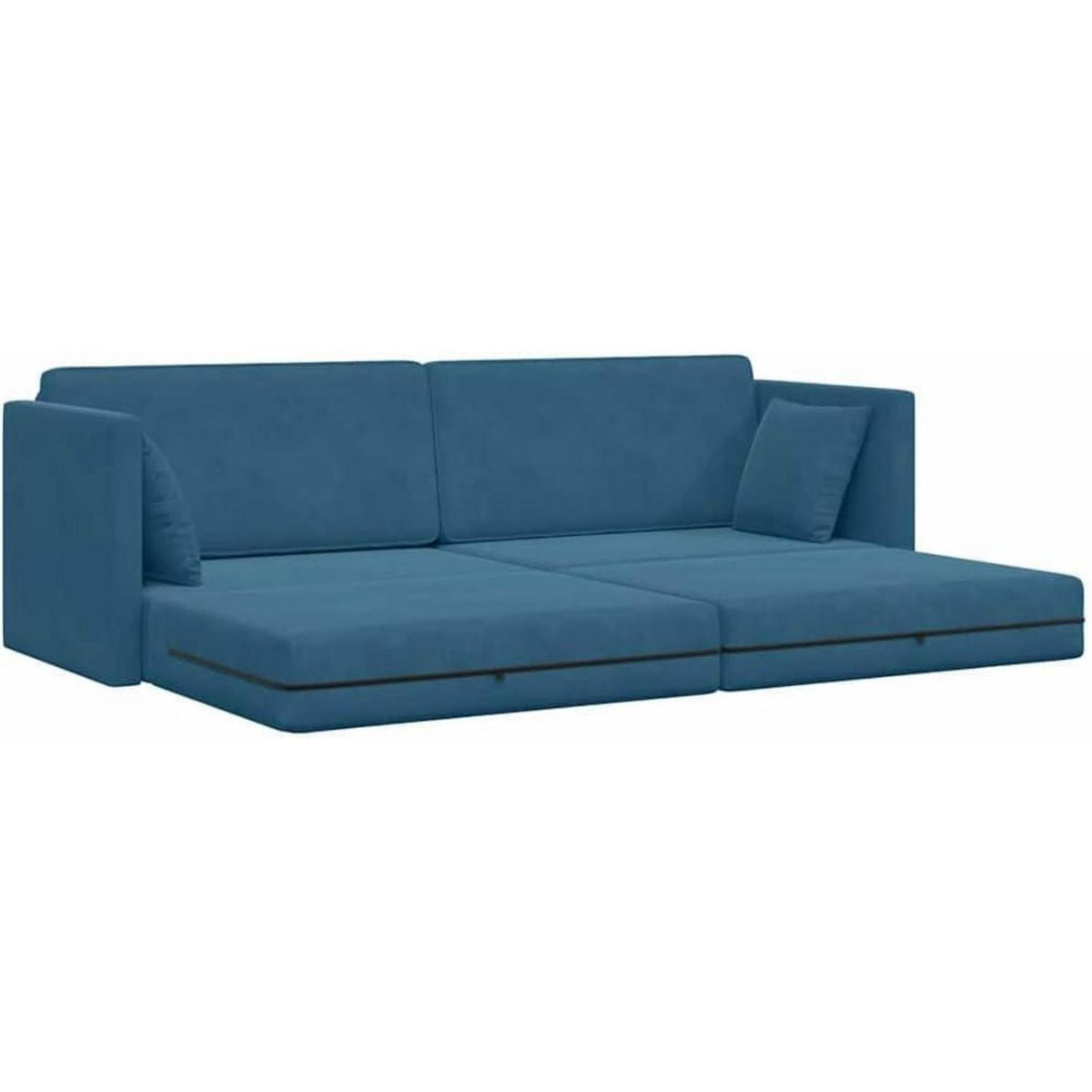 Schlafsofa Bodensofa Blau – Komfortables Samt Sofa mit Pillow Support
