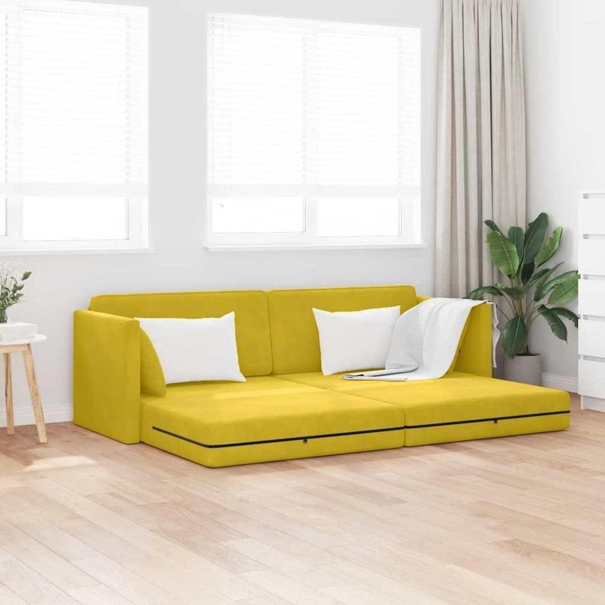 Faltbares Schlafsofa Bodenmatratze Gelb – Bequeme Couch