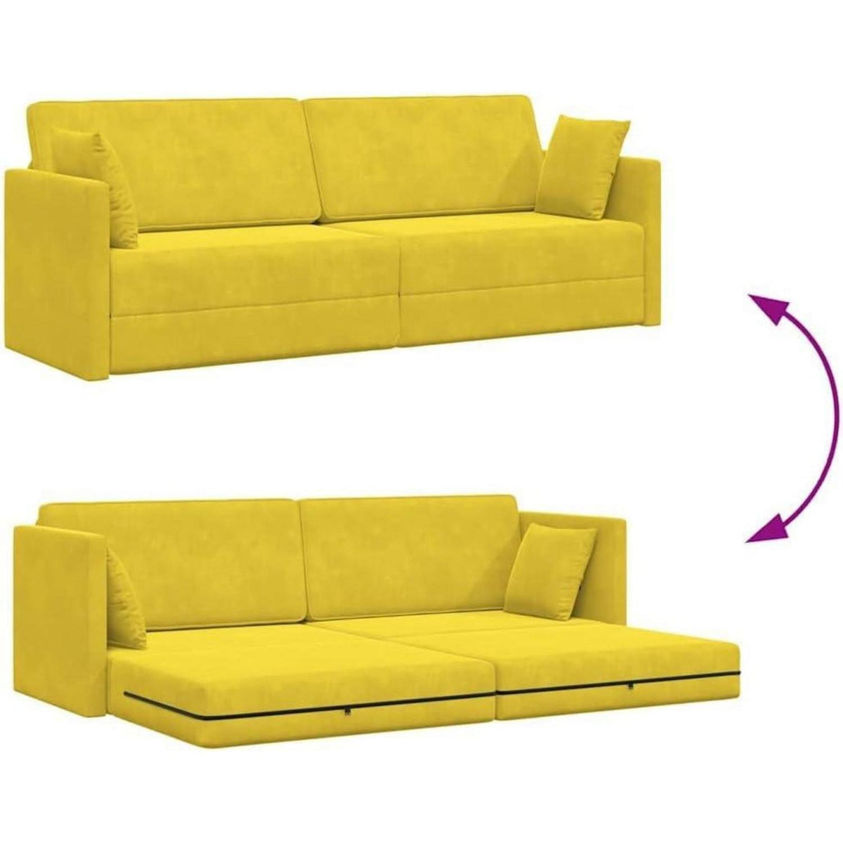 Faltbares Schlafsofa Bodenmatratze Gelb – Bequeme Couch
