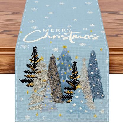 Tischläufer Weihnachten Hellblau 40x140 cm Polyester Leinen