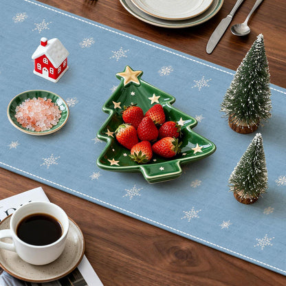 Tischläufer Weihnachten Hellblau 40x140 cm Polyester Leinen