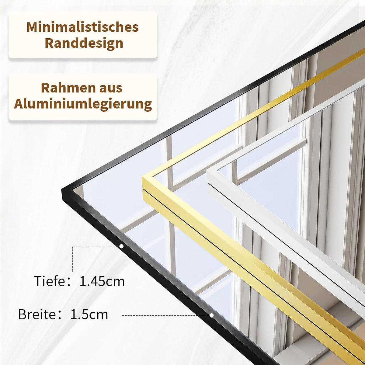 Großer Ganzkörperspiegel mit Ständer – HD Spiegel, 180x76 cm