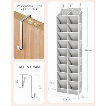 Tür-Schuhregal Organizer für 24-32 Paar Schuhe, Grau