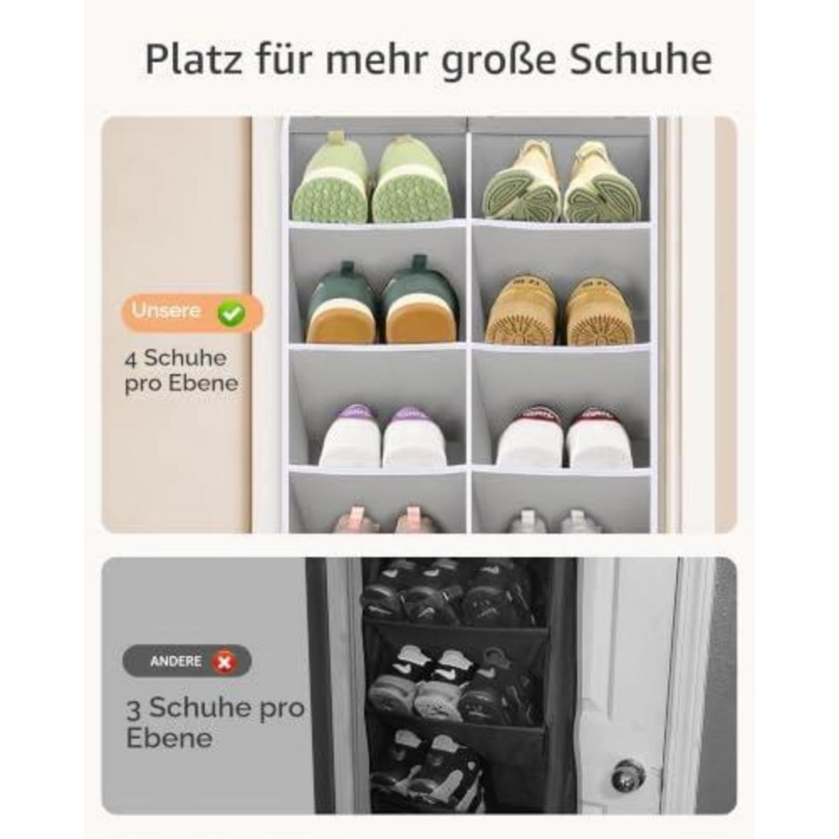 Tür-Schuhregal Organizer für 24-32 Paar Schuhe, Grau