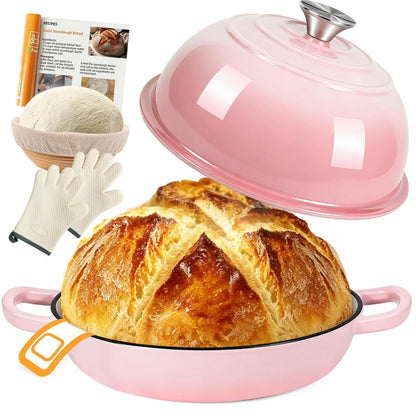 Gusseisen Dutch Oven Rosa | 5,7L Brotbacktopf mit Zubehör
