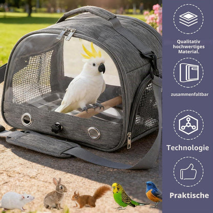 Vogel Transporttasche mit Stehstange & Tablett (Grau)