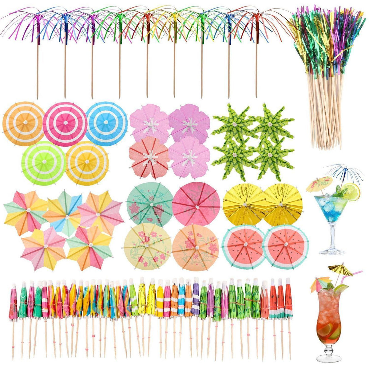 135 Cocktailspieße mit Schirmchen – Party & Bar Deko