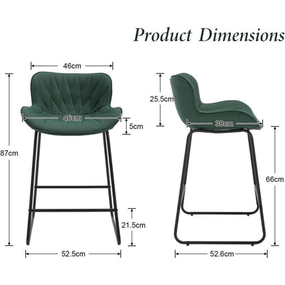 Moderner Barhocker 4er Set mit Steppdesign, Grün