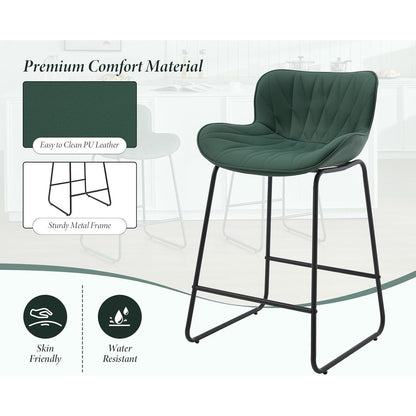 Moderner Barhocker 4er Set mit Steppdesign, Grün