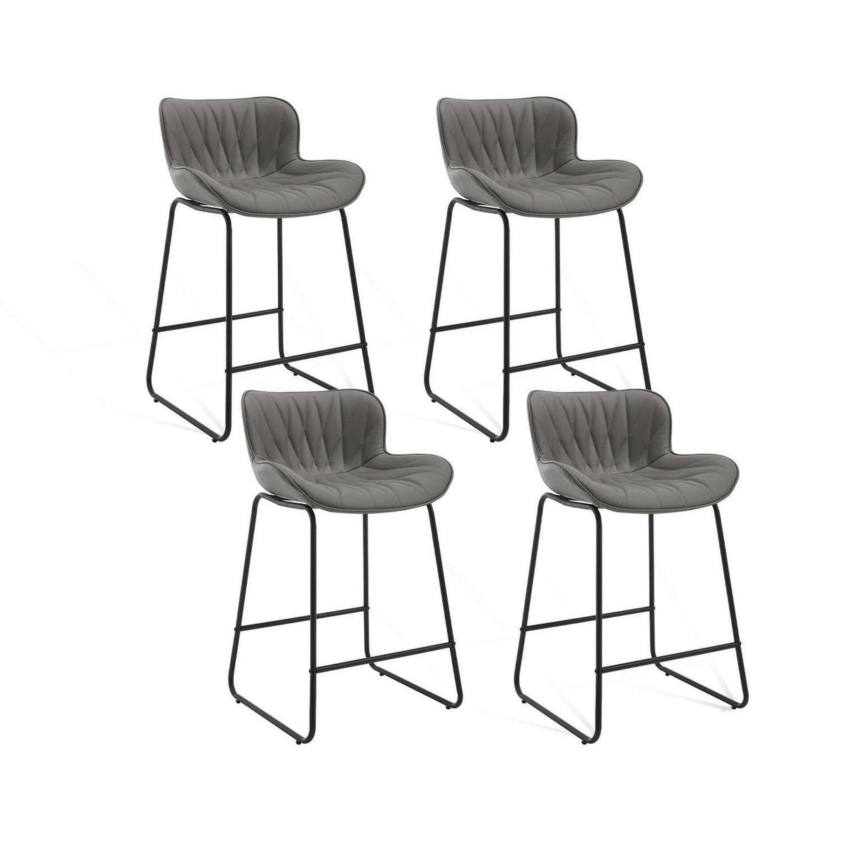 Moderner Barhocker 4er Set Grau mit Steppdesign & Komfort