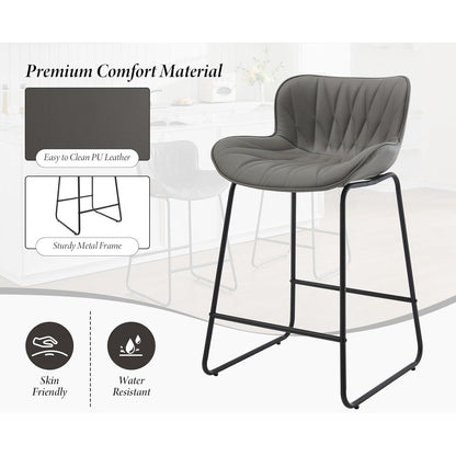 Moderner Barhocker 4er Set Grau mit Steppdesign & Komfort