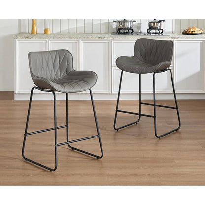 Moderner Barhocker 4er Set Grau mit Steppdesign & Komfort