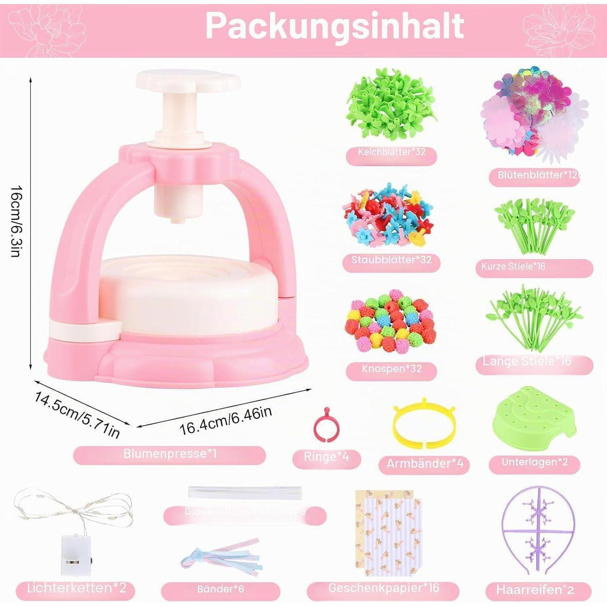DIY Blumen Bastelset Kinder – Kreatives Spielzeug für Mädchen 4-10 Jahre