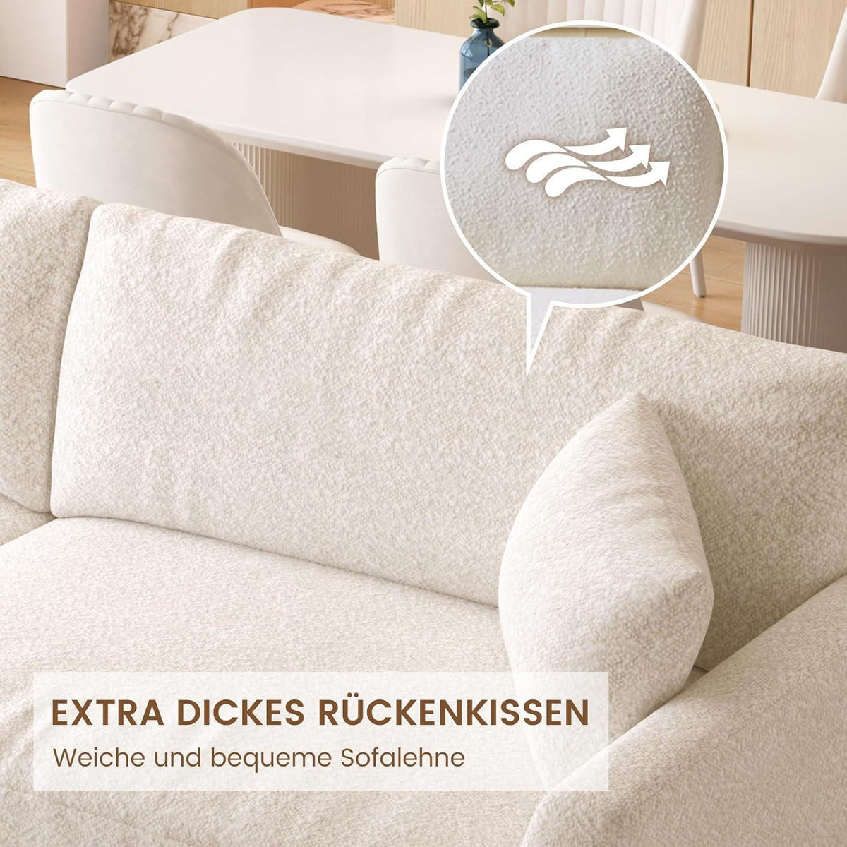 Beiges 2er Sofa – Modernes Wohnzimmer Sofa 266cm