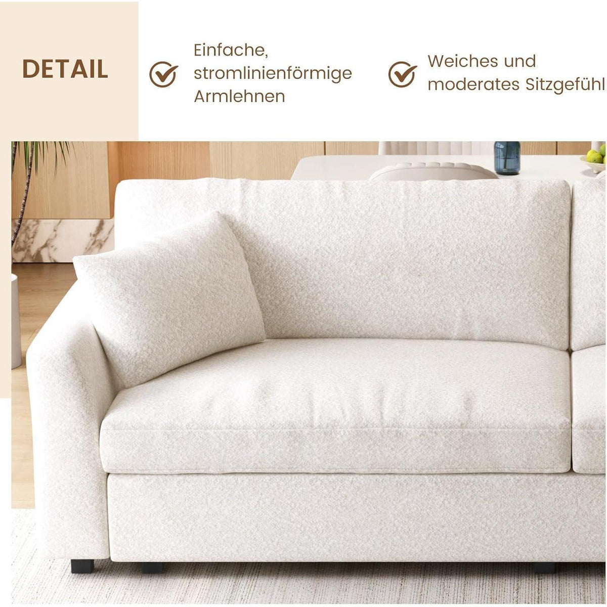 Beiges 2er Sofa – Modernes Wohnzimmer Sofa 266cm