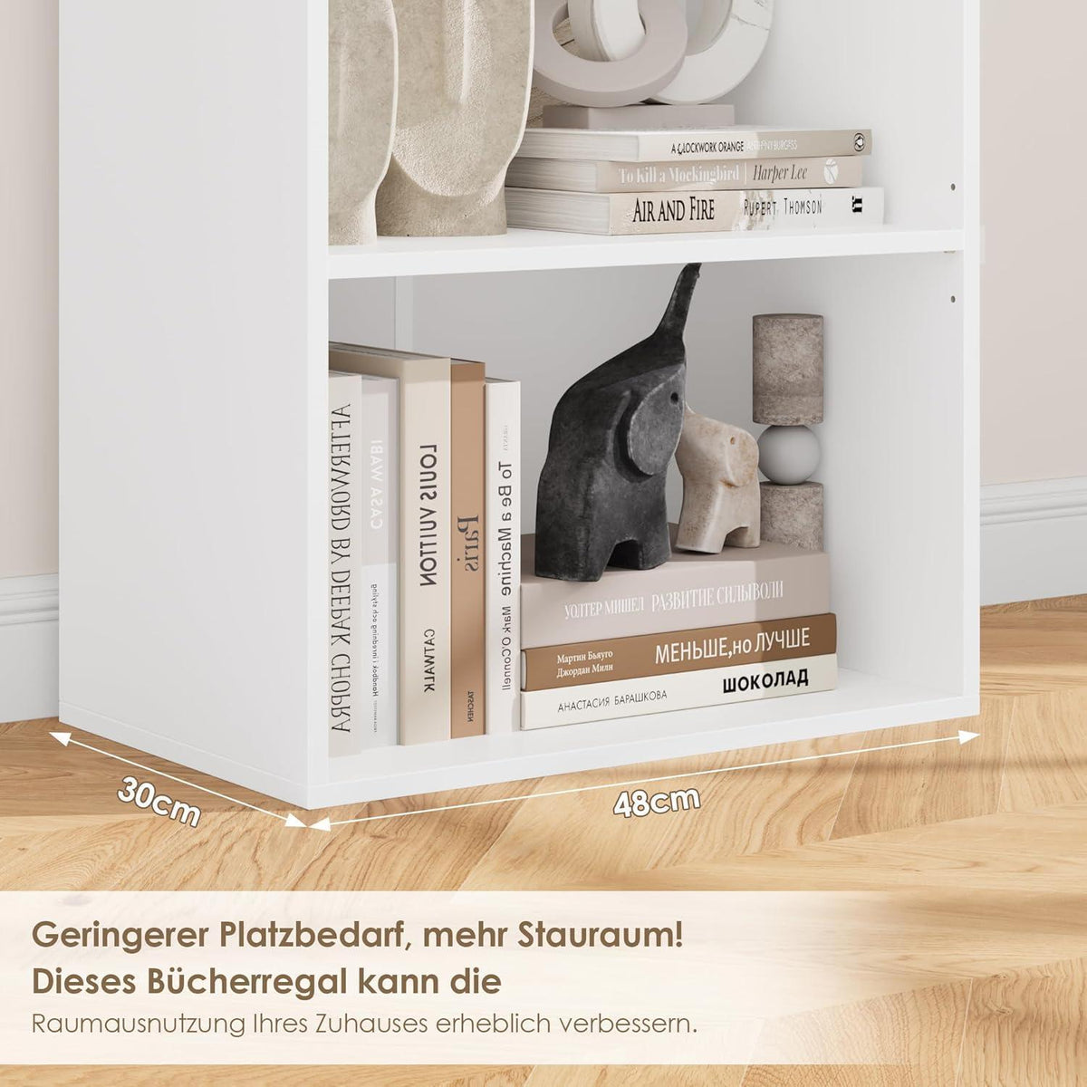 5-Fächers Bücherregal weiß – Modernes Standregal 159cm