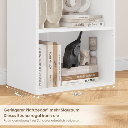 5-Fächers Bücherregal weiß – Modernes Standregal 159cm