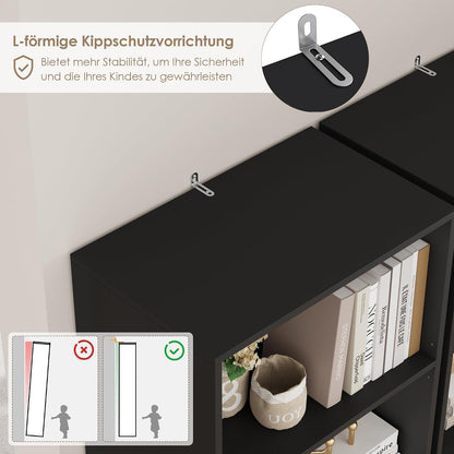 5-Fächers Bücherregal Schwarz – Modernes Standregal 159cm