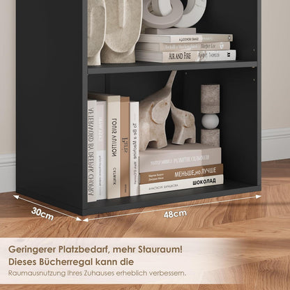 5-Fächers Bücherregal Schwarz – Modernes Standregal 159cm