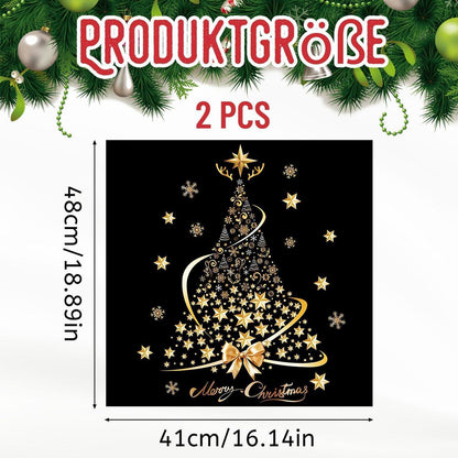 2x Fensterbilder Weihnachten – Goldene Baum Deko Aufkleber