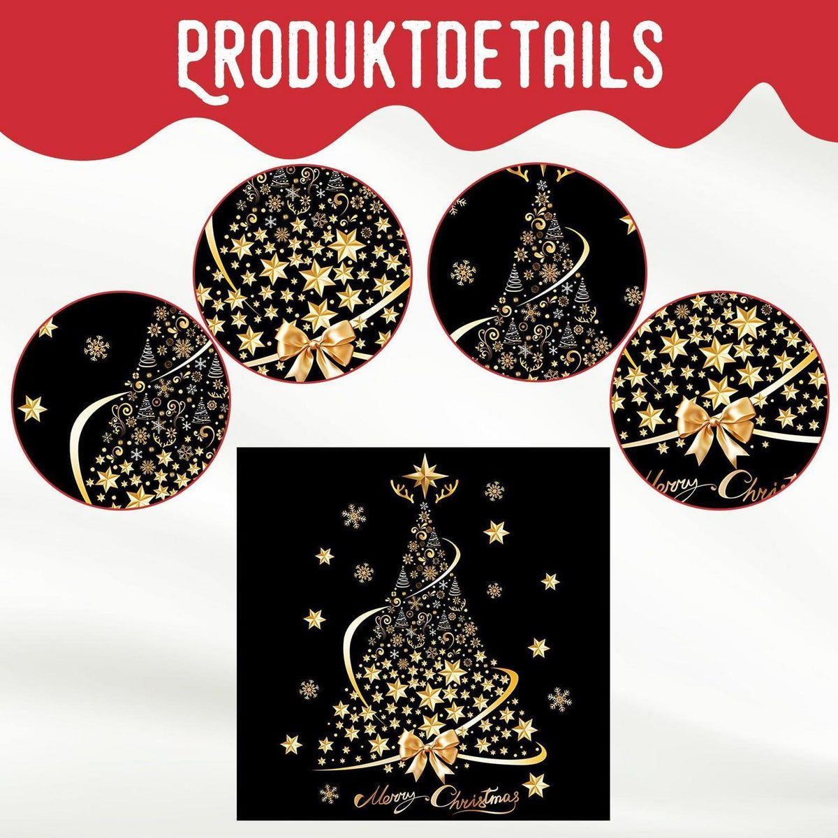 2x Fensterbilder Weihnachten – Goldene Baum Deko Aufkleber