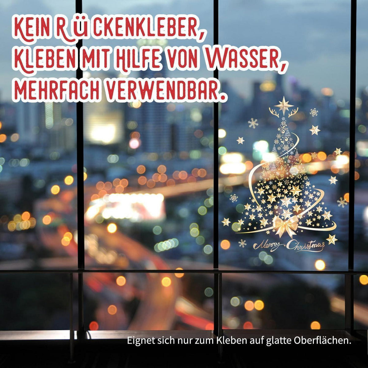 2x Fensterbilder Weihnachten – Goldene Baum Deko Aufkleber