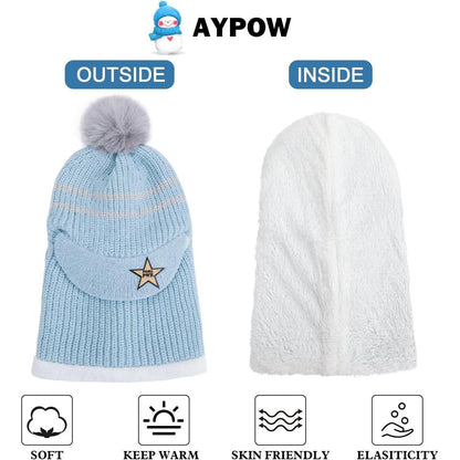 Kinder Wintermütze Set: Schlupfmütze, Schal & Sturmhaube Hellgrau