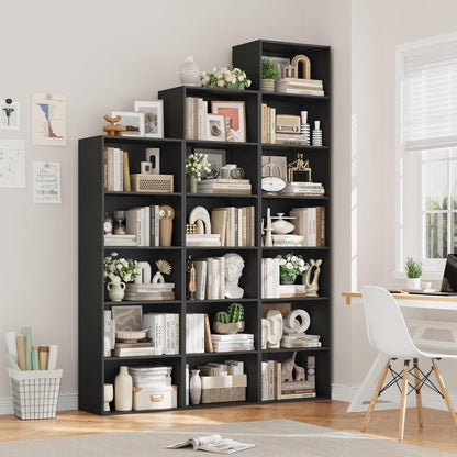 7-Fächiges Bücherregal Schwarz – Modernes Standregal 220cm