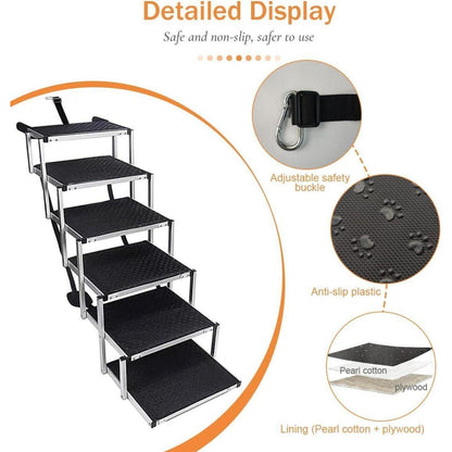 Hundetreppe Auto Klappbar – 6 Stufen, 85kg, 80cm Hoch