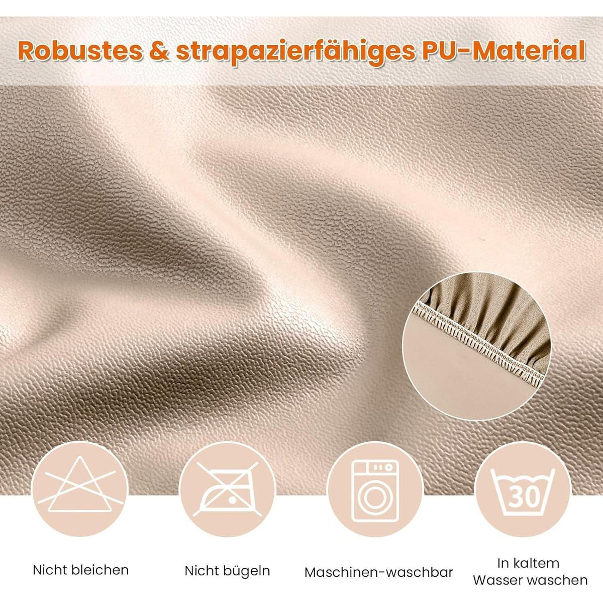 PU Stuhlhülsen 6er Set – Wasserdicht & Elastisch (Khaki)