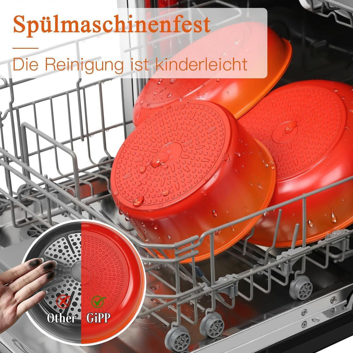 11-teiliges Topfset mit abnehmbarem Griff & Induktionsboden Orange