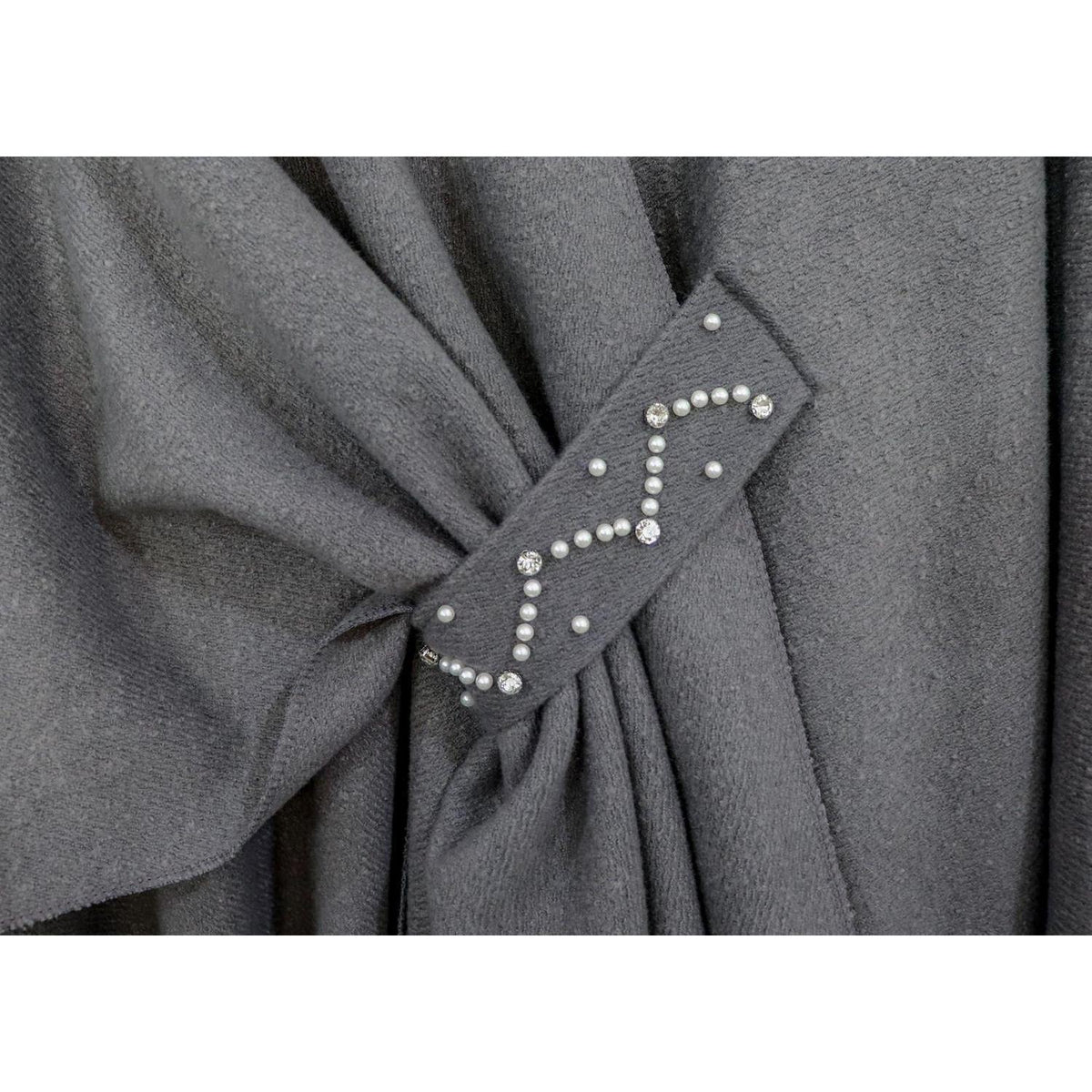 Damen Poncho Strick Cape Decke Wendbar Oversized Grau