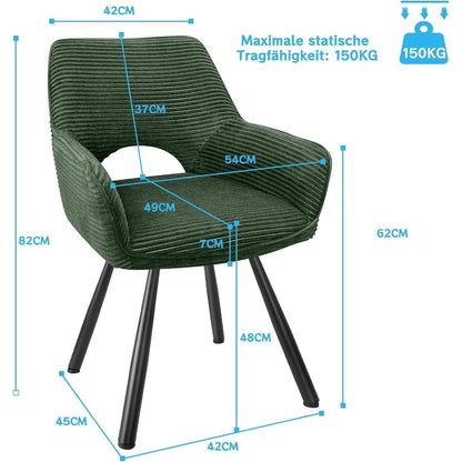 6er Set Drehbar Stühle | Grün, Modern & Komfortabel