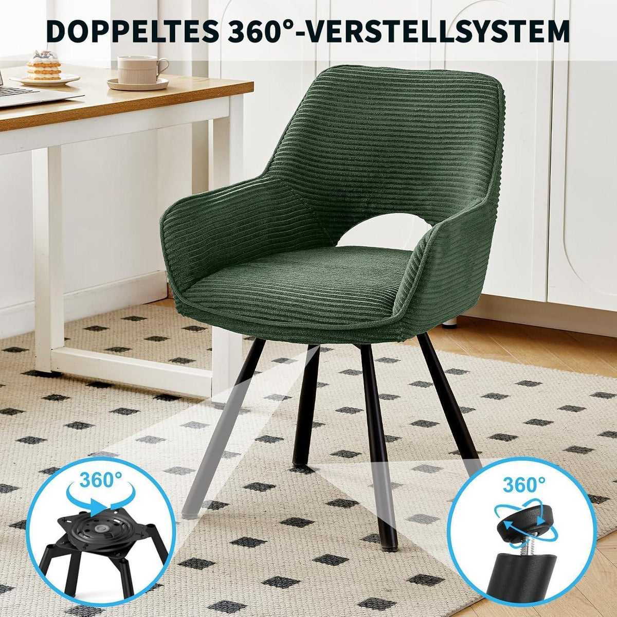 6er Set Drehbar Stühle | Grün, Modern & Komfortabel