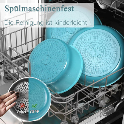 5-teiliges Topf- & Pfannenset mit abnehmbarem Griff – Induktion Blauverlauf