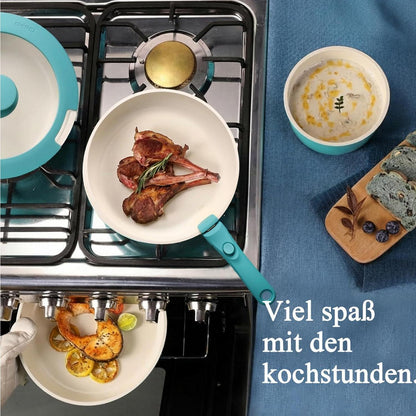 5-teiliges Topf- & Pfannenset mit abnehmbarem Griff – Induktion Blauverlauf