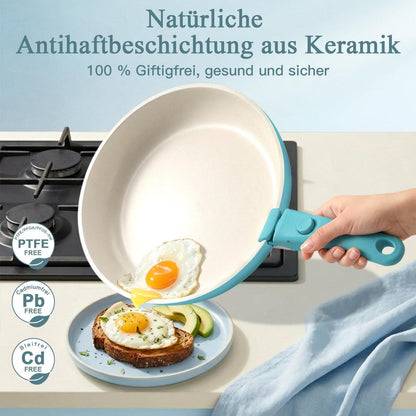 5-teiliges Topf- & Pfannenset mit abnehmbarem Griff – Induktion Blauverlauf