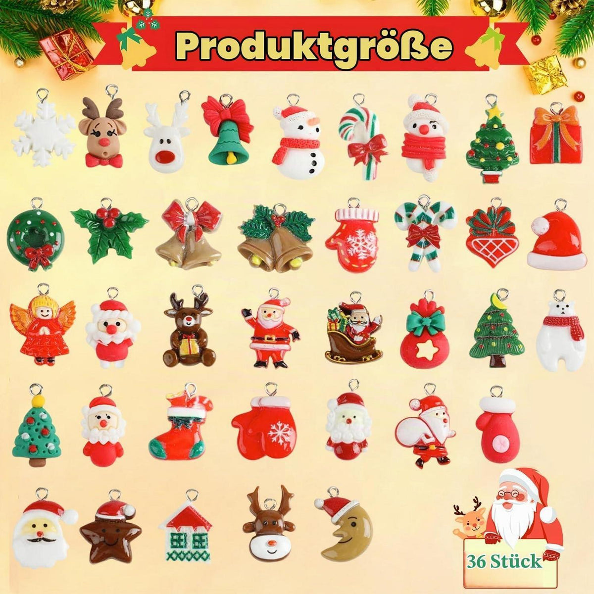 Mini Weihnachtsschmuck 36er Set für DIY Deko