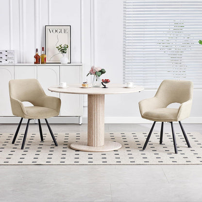 Drehbarer Esszimmerstuhl mit Armlehnen – Beige