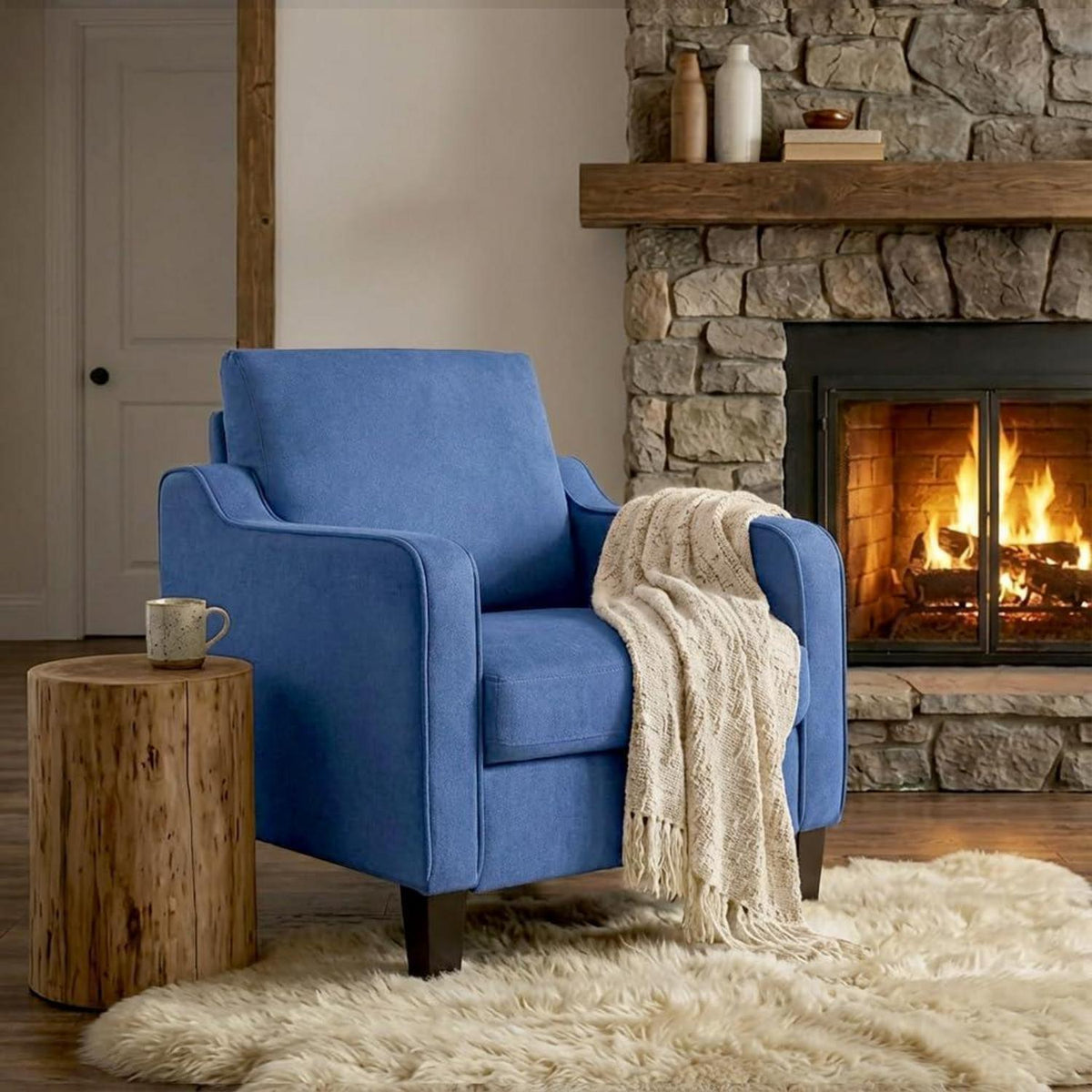 Moderner Ohrensessel Blau – Bequemer Sessel für Wohnzimmer & Schlafzimmer