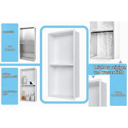 Edelstahl Wandnische für Dusche – Matt Weiß 30x60cm