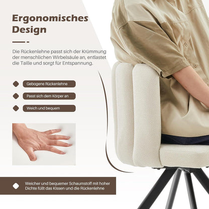 Drehbarer Esszimmerstuhl mit Leinenbezug (Beige)