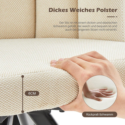 Drehbarer Esszimmerstuhl mit Leinenbezug (Beige)