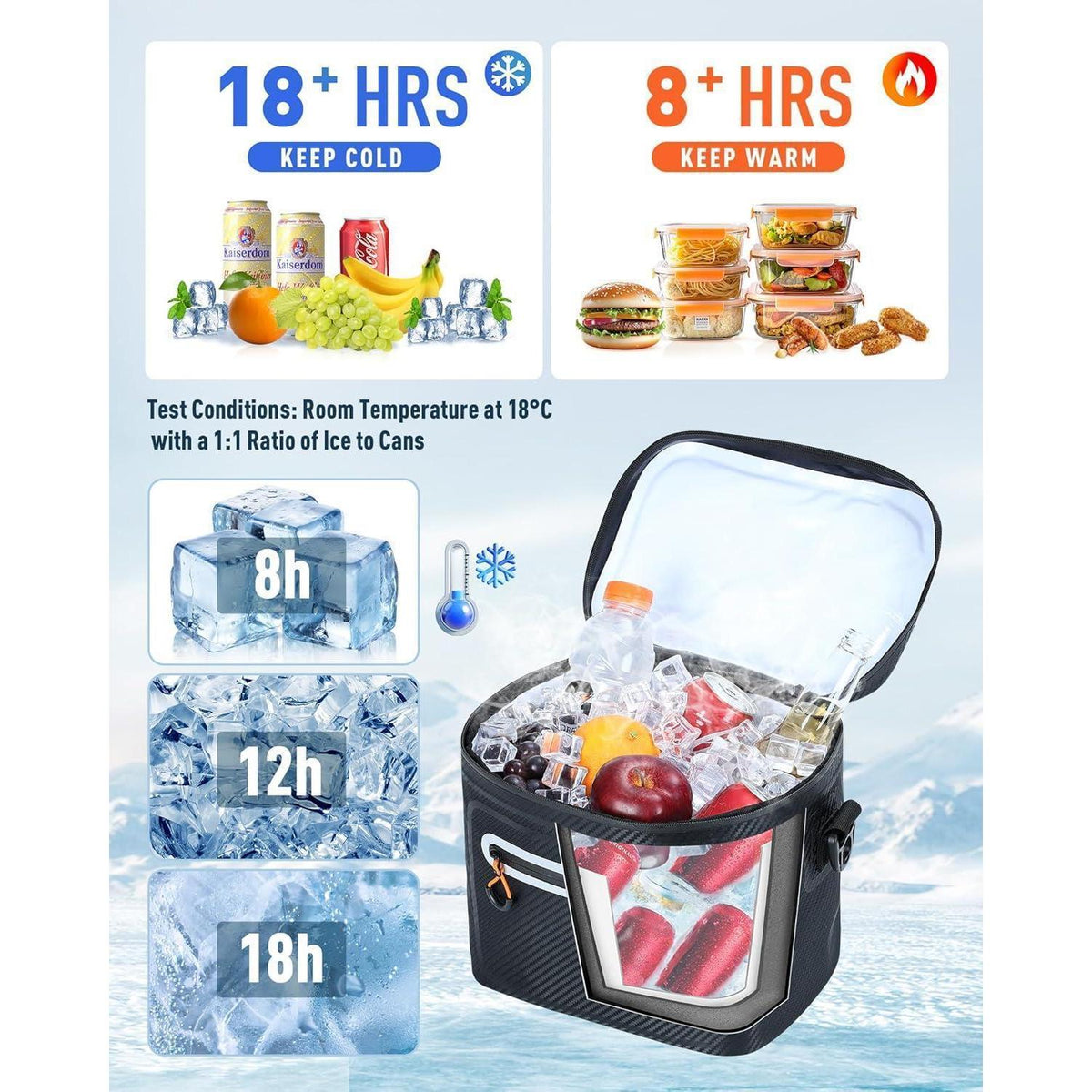 Isolierte Kühltasche 12L – Wasserdicht & Tragbar für Picknick
