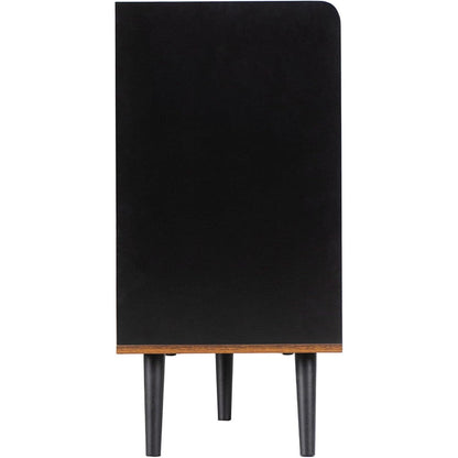 Schiebetüren Kommode Schwarz | Wohnzimmer Sideboard mit 3 Schubladen
