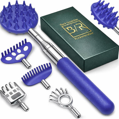 Rückenkratzer Ausziehbar mit 5 Köpfen – Geschenk für Männer & Frauen