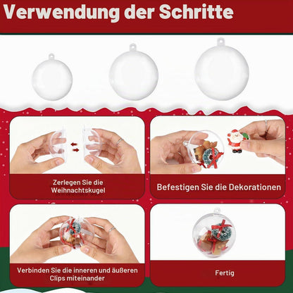 30 Befüllbare Weihnachtskugeln DIY – 4/5/6cm, Transparent