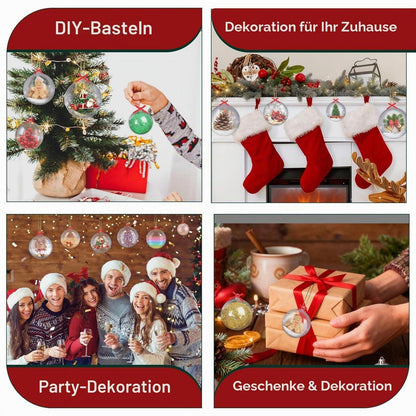30 Befüllbare Weihnachtskugeln DIY – 4/5/6cm, Transparent