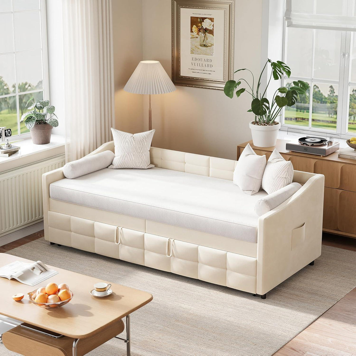 Ausziehbares Schlafsofa 90x200/180x200cm – Creme